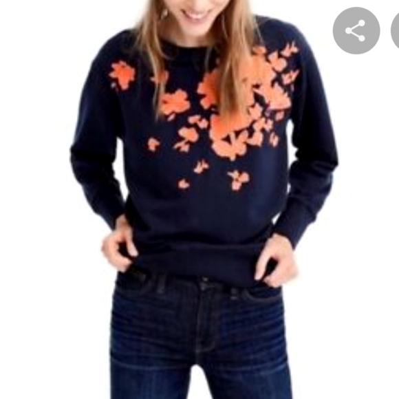 J. Crew Navy Floral Sweater in Small - Picture 1 of 9